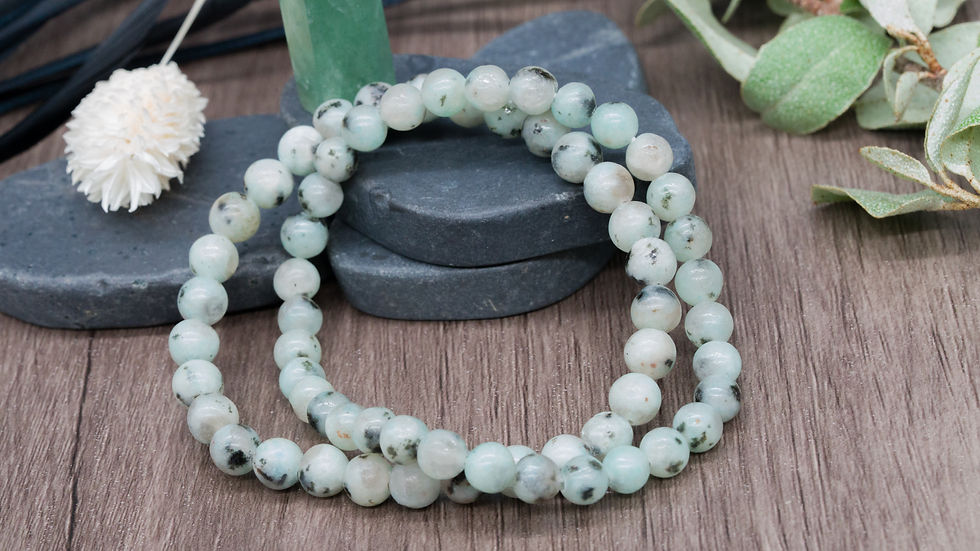 Thumbnail: Kiwi Jasper Crystal Bead Bracelet Healing Protection Stone Handmade Jewelry Gift