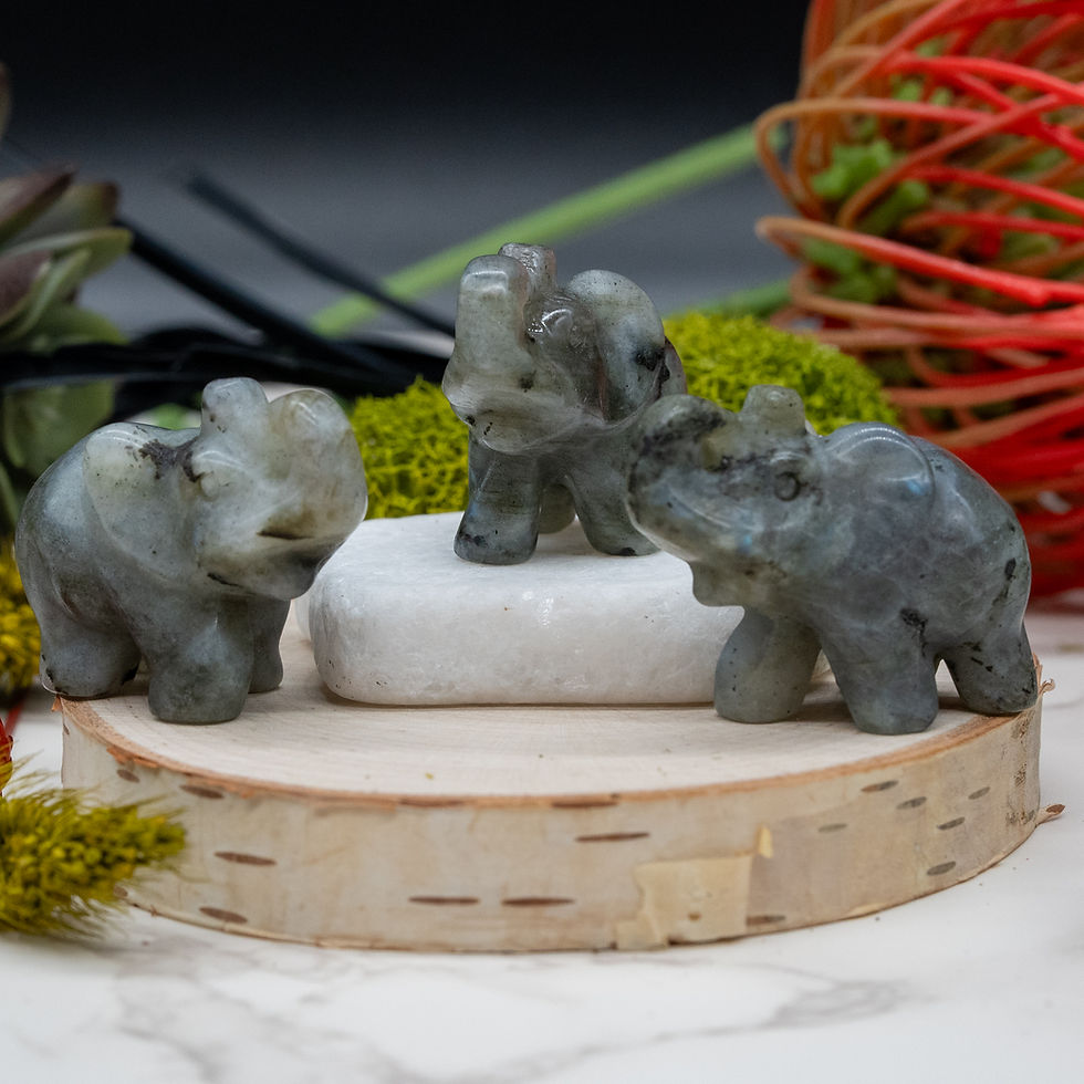 Miniatura: Labradorite Elephant Crystal Statue Animal Decor Spiritual Gift Boho Home Decor
