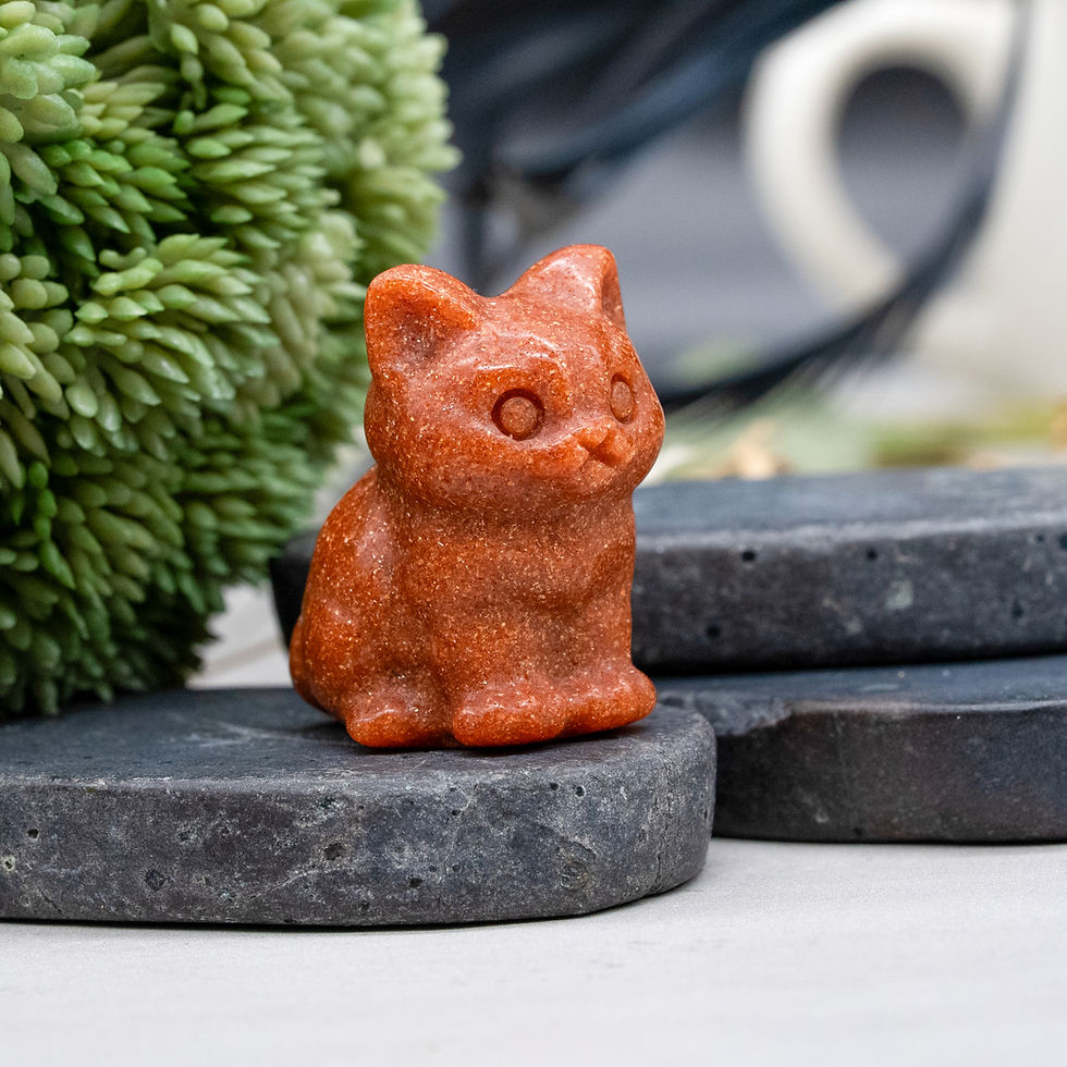 Miniatura: Goldstone Crystal Cat Carving Pet Memory Home Decor Kitten Cat Lover Sandstone