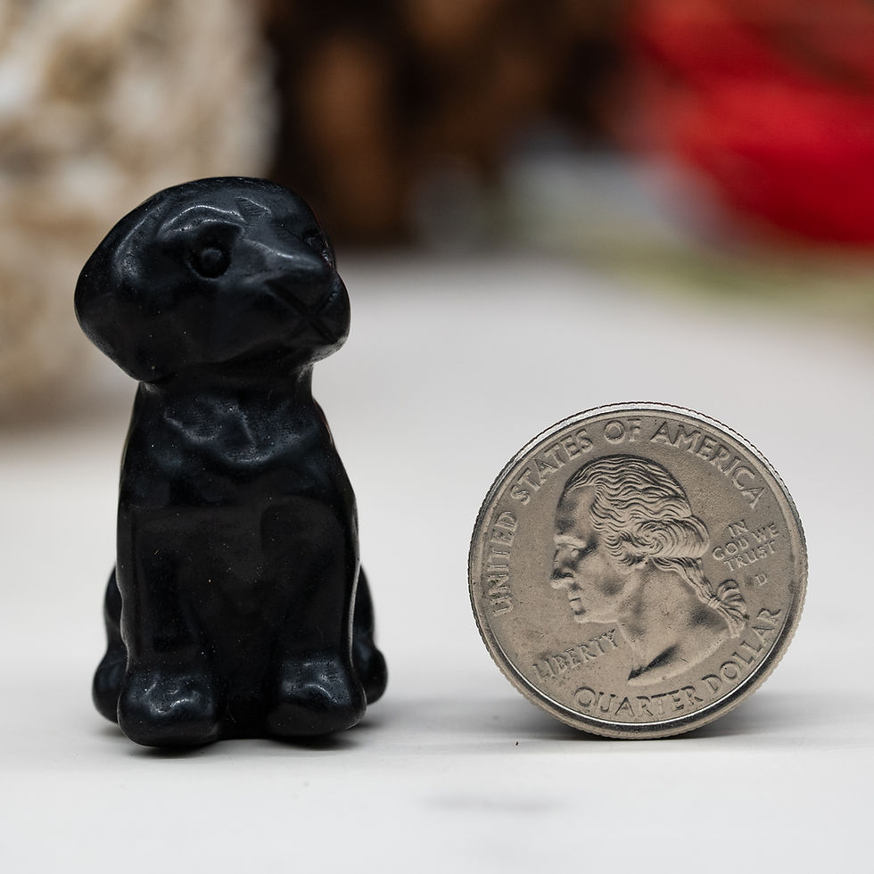 Thumbnail: Obsidian Crystal Dog Figurine Carving Pet Memory Stone Dog Lover Home Decor Gift