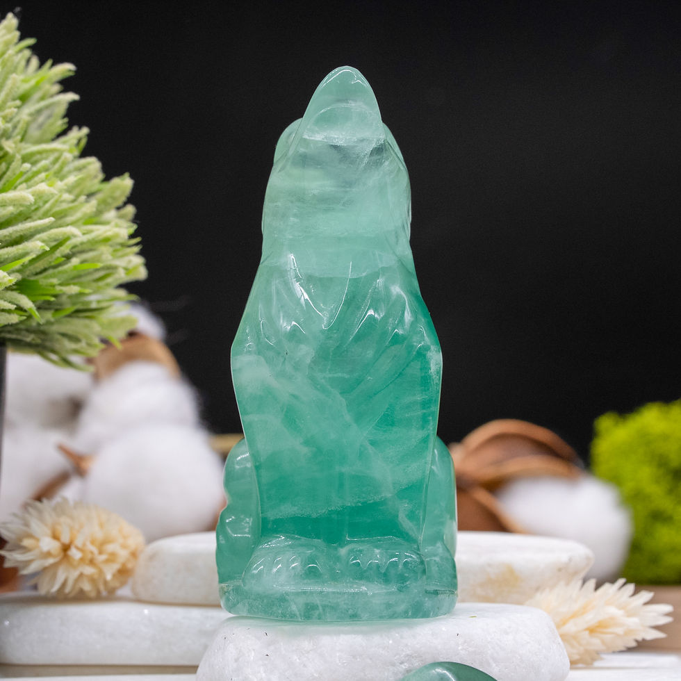 Miniatura: Green Fluorite Crystal Wolf Carving Spiritual Healing Decor Gift Animal Figurine