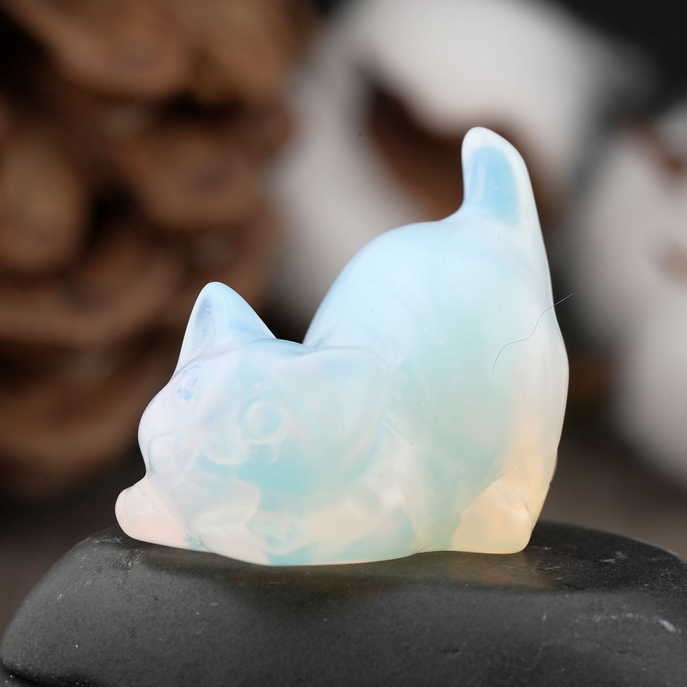 Miniatura: Opalite Crystal Cat Carving Stone Healing Protection Trinket Cat Lover Tier Gift
