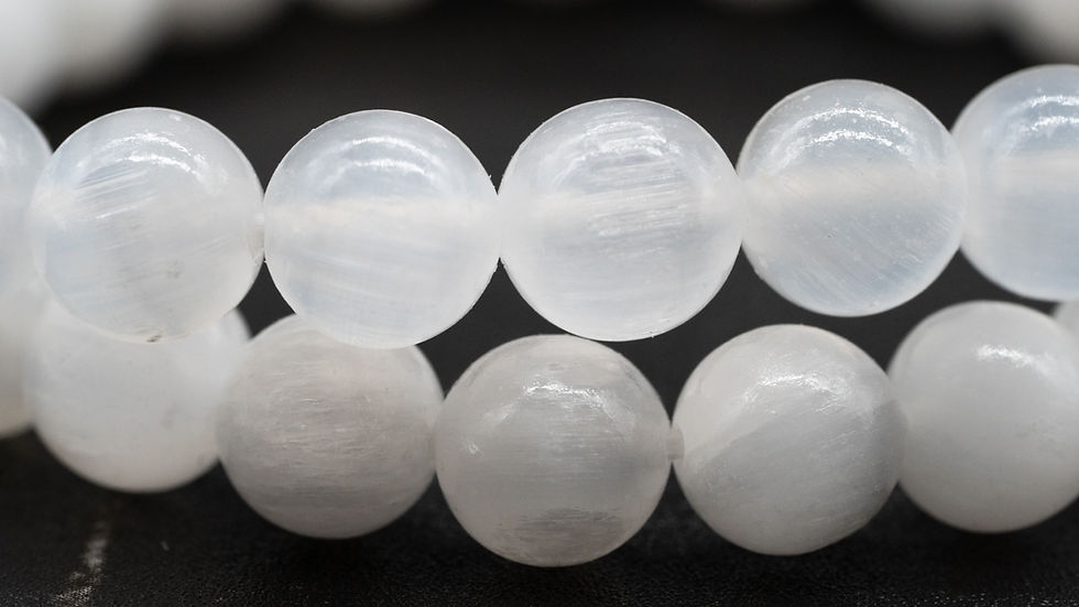 Thumbnail: Selenite Crystal Bracelet Healing Protection Stone Handmade Jewelry Women Men