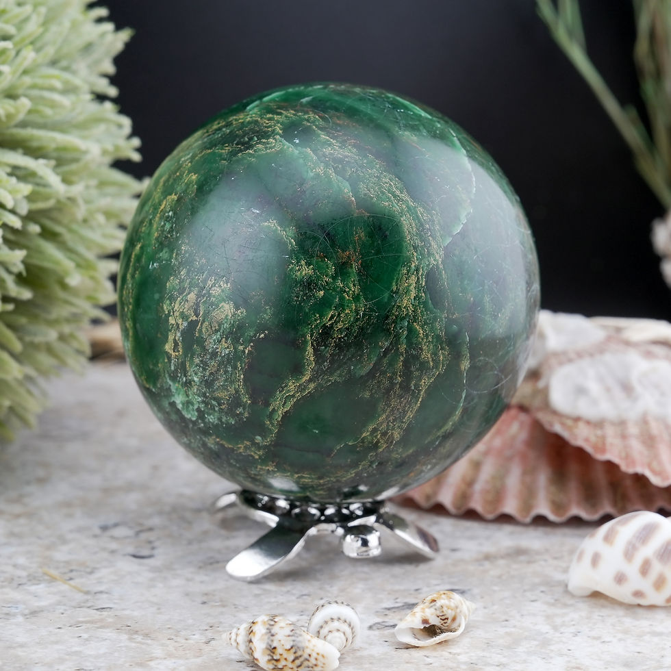 Thumbnail: Natural Emerald Crystal Gemstone Sphere Healing Protection Housewarming Gift