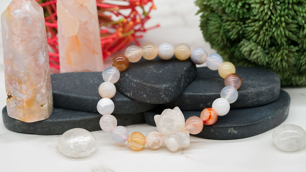 Thumbnail: Flower Agate Hello Kitty Accent Bracelet Crystal Jewelry Kawaii Anime Gift Idea