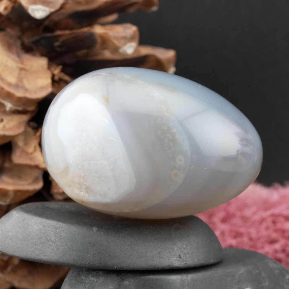 Thumbnail: Natural Gray Agate Crystal Egg Home Decor Gift Boho Shelf Spiritual Energy Stone