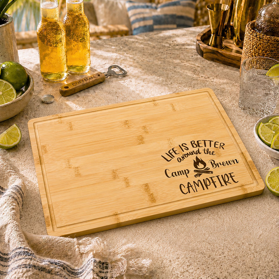 Miniatura: Personalized Cutting Board Campfire Tray RV Decor Camping Memory Keepsake Gift