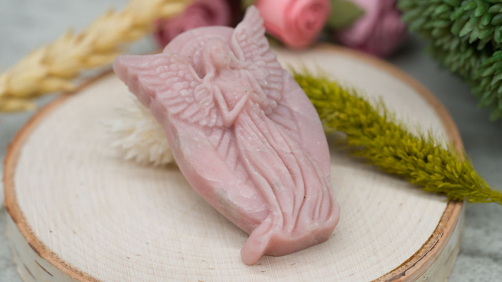 Thumbnail: Pink Opal Crystal Guardian Angel Carving Healing Protection Gemstone Figurine