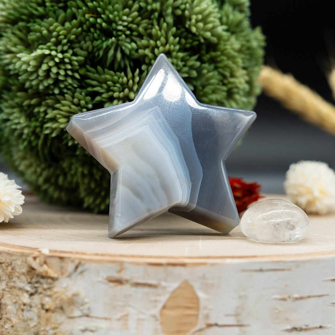 Agate Star Crystal Healing Decor Gift Spiritual Energy Stone Altar Display Star