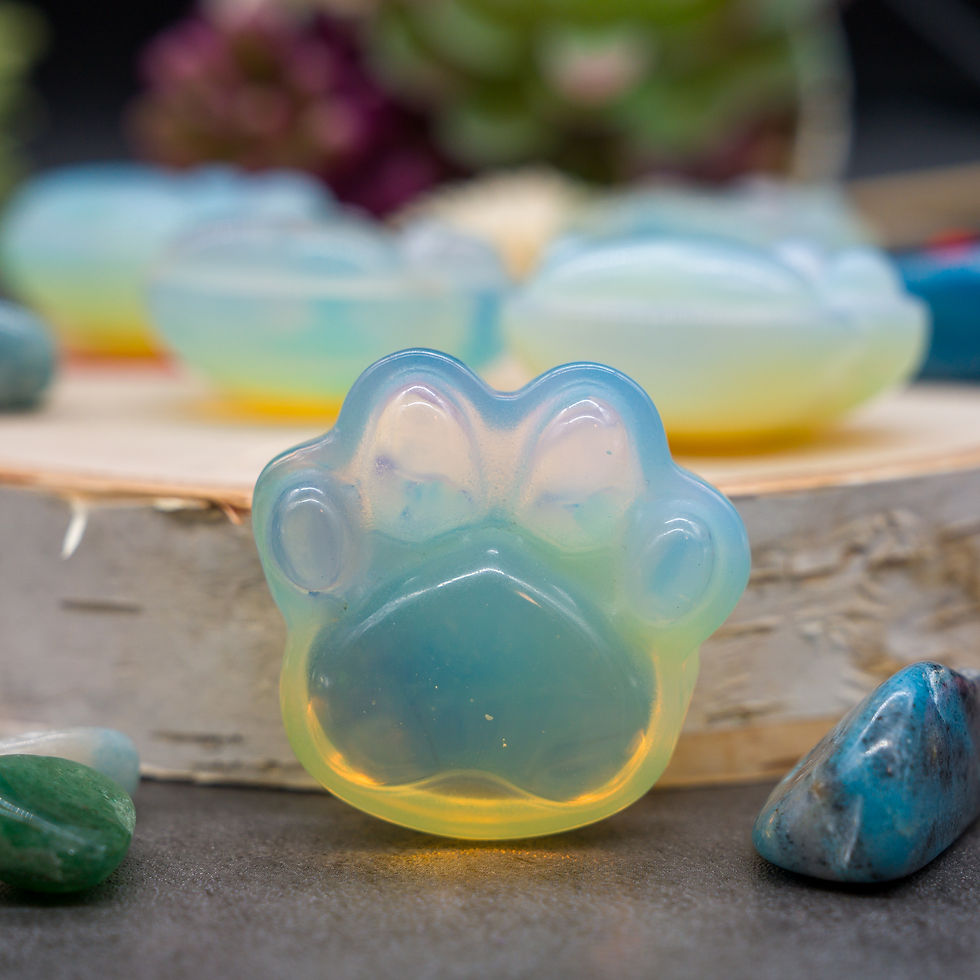 Miniatura: Opalite Crystal Paw Carving Dog Cat Lover Gift Figurine Pet Memory Stone Trinket