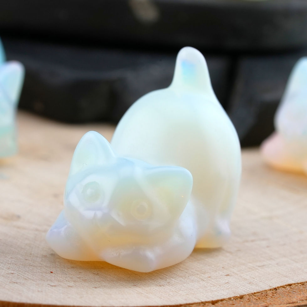 Miniatura: Opalite Crystal Cat Carving Stone Healing Protection Trinket Cat Lover Tier Gift
