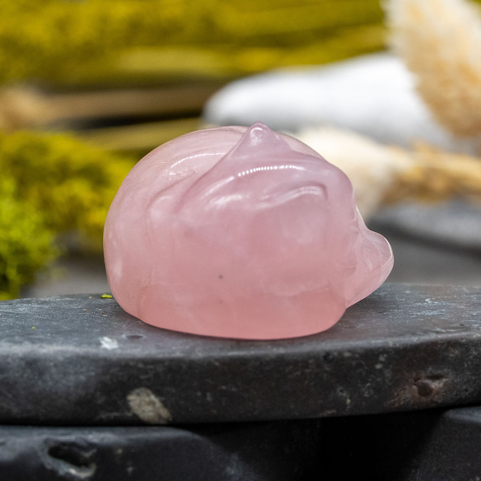 Miniatura: Pink Rose Quartz Sleeping Cat Crystal Figurine Gift Decor Pet Memorial Keepsake