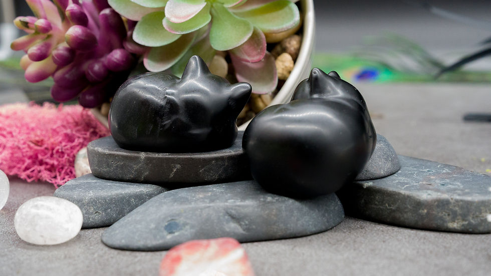 Miniatura: Obsidian Crystal Sleeping Black Cat Figurine Protection Stone Pet Keepsake Decor