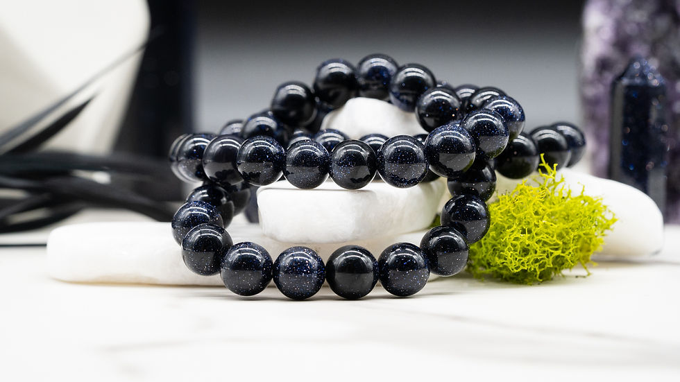 Thumbnail: Blue Sandstone Crystal Bracelet Sparkly Crystal Jewelry Chakra Energy Gift