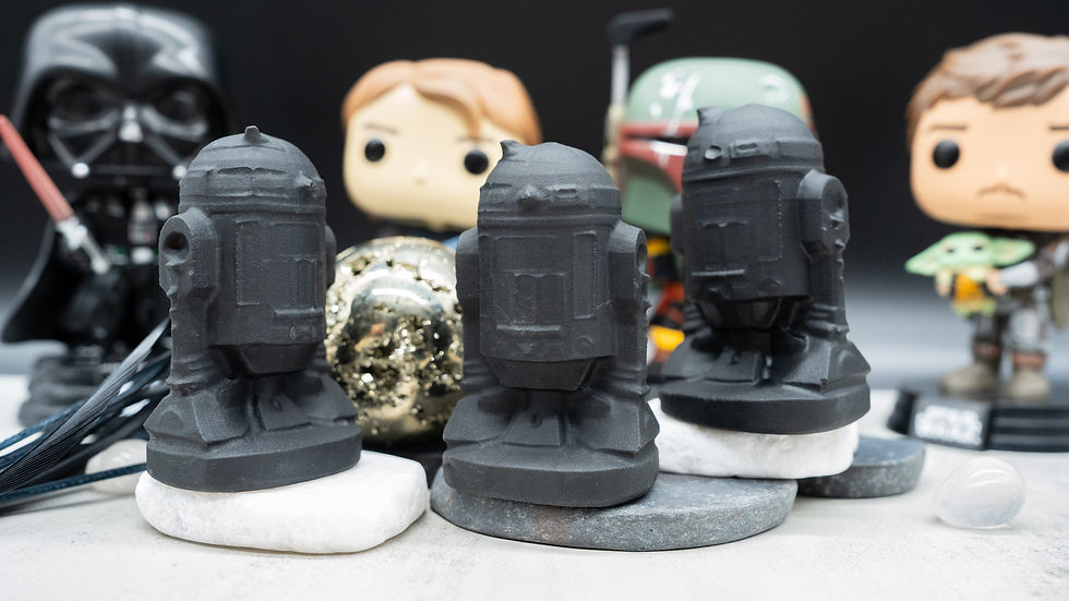 Miniatura: Obsidian R2D2 Droid Crystal Figurine SciFi Robot Gift Space Decor Companion