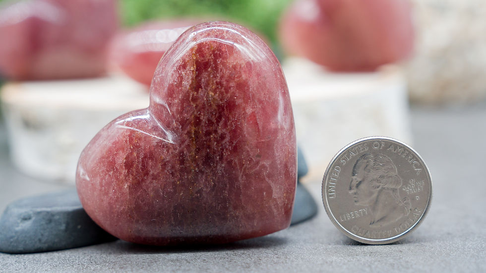 Miniatura: Natural Pink Strawberry Quartz Crystal Heart Carving Spiritual Healing Protect