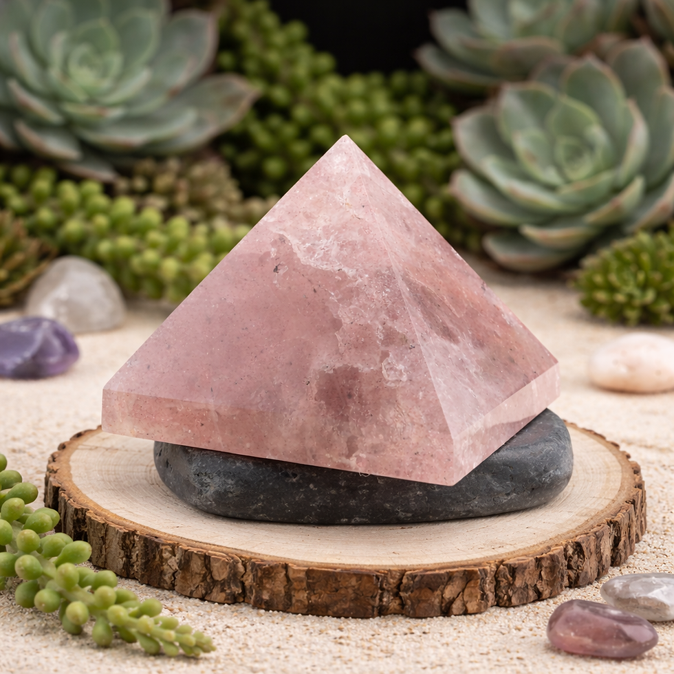 Thumbnail: Pink Strawberry Quartz Pyramid Crystal Healing Spiritual Energy Altar Decor Gift