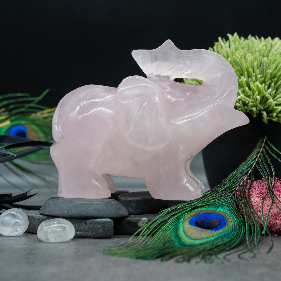 Miniatura: Rose Quartz Elephant Carving Pink Crystal Animal Theme Home Decor Gift Gemstone