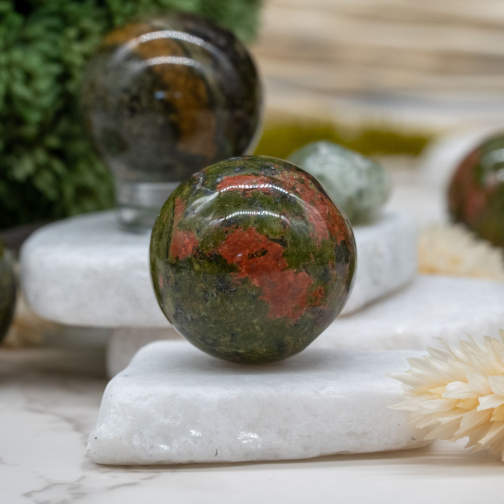 Thumbnail: Unakite Stone Crystal Sphere Pink Green Pocket Worry Stone Gemstone Ball Decor