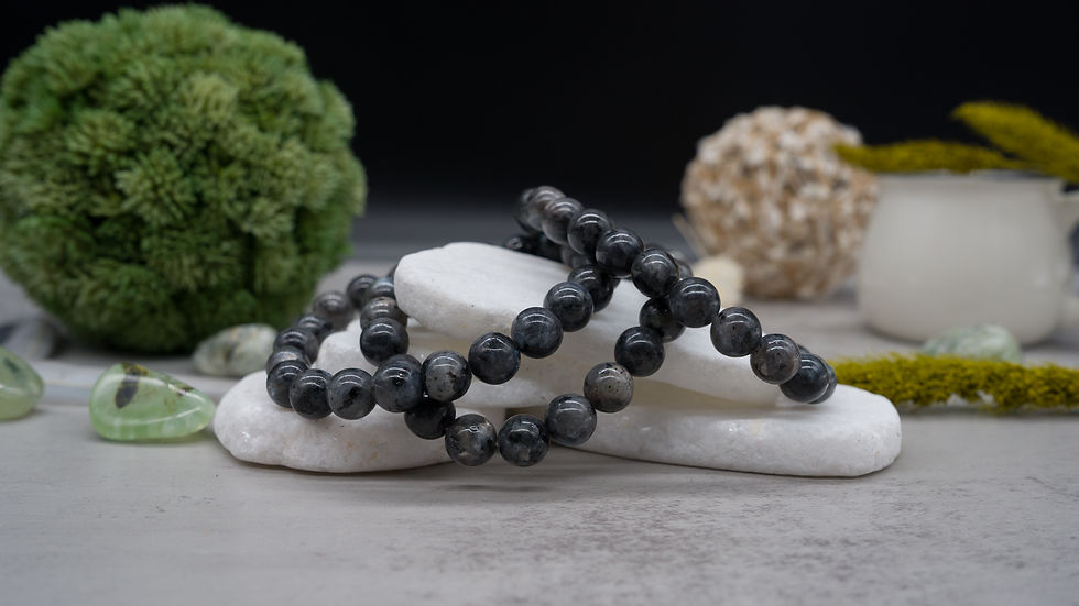 Thumbnail: Larvikite Round Beaded Bracelet Crystal Jewelry Spiritual Protection Gift Charm