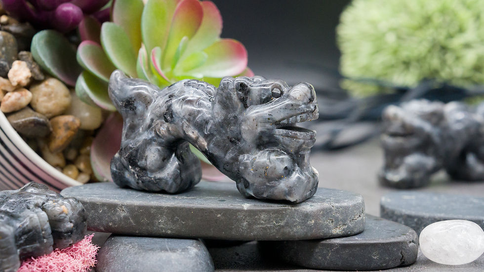 Miniatura: Larvikite Crystal Chinese Dragon Carving Figurine Mythical Creature Decor Gift