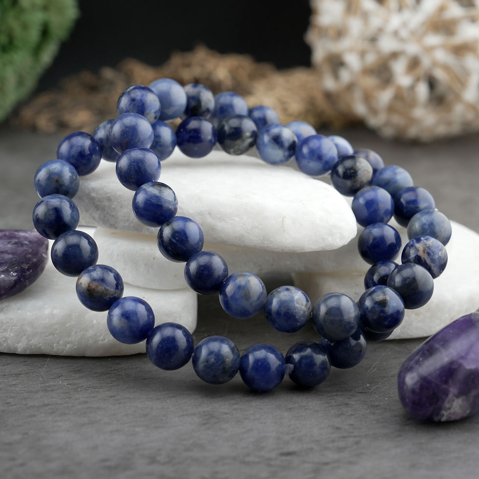 Thumbnail: Blue Sodalite Bracelet Natural Gemstone Jewelry Healing Protection Stone Gift