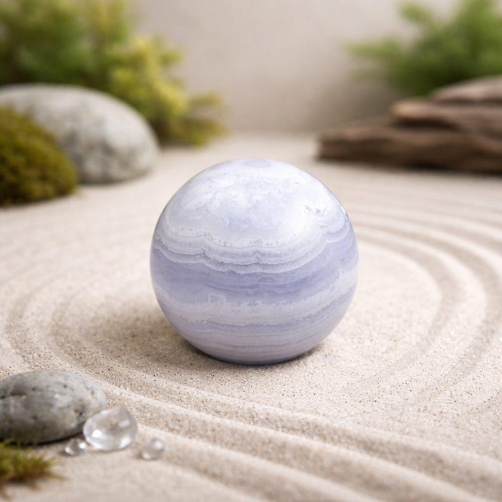 Thumbnail: Blue Lace Agate Crystal Sphere Calming Stone Meditation Decor Protection Gift