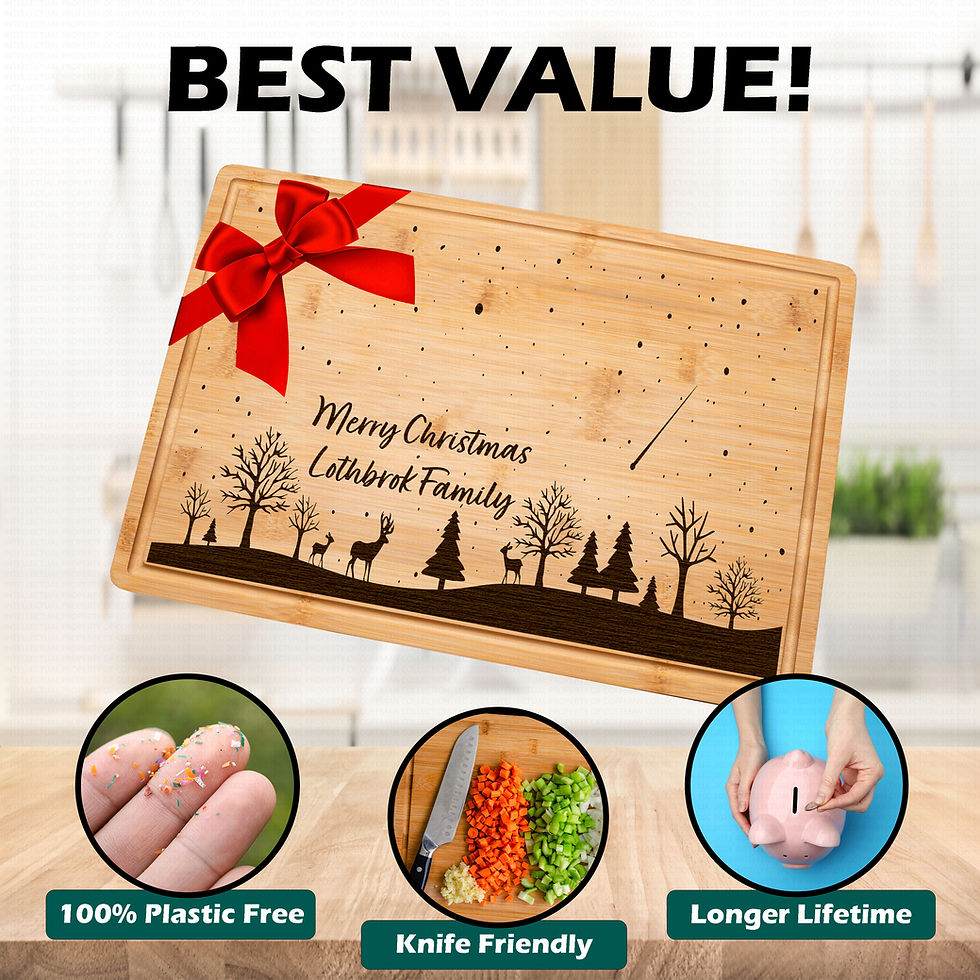 Thumbnail: Personalized Engraved Bamboo Cutting Board Custom Charcuterie Tray Holiday Xmas