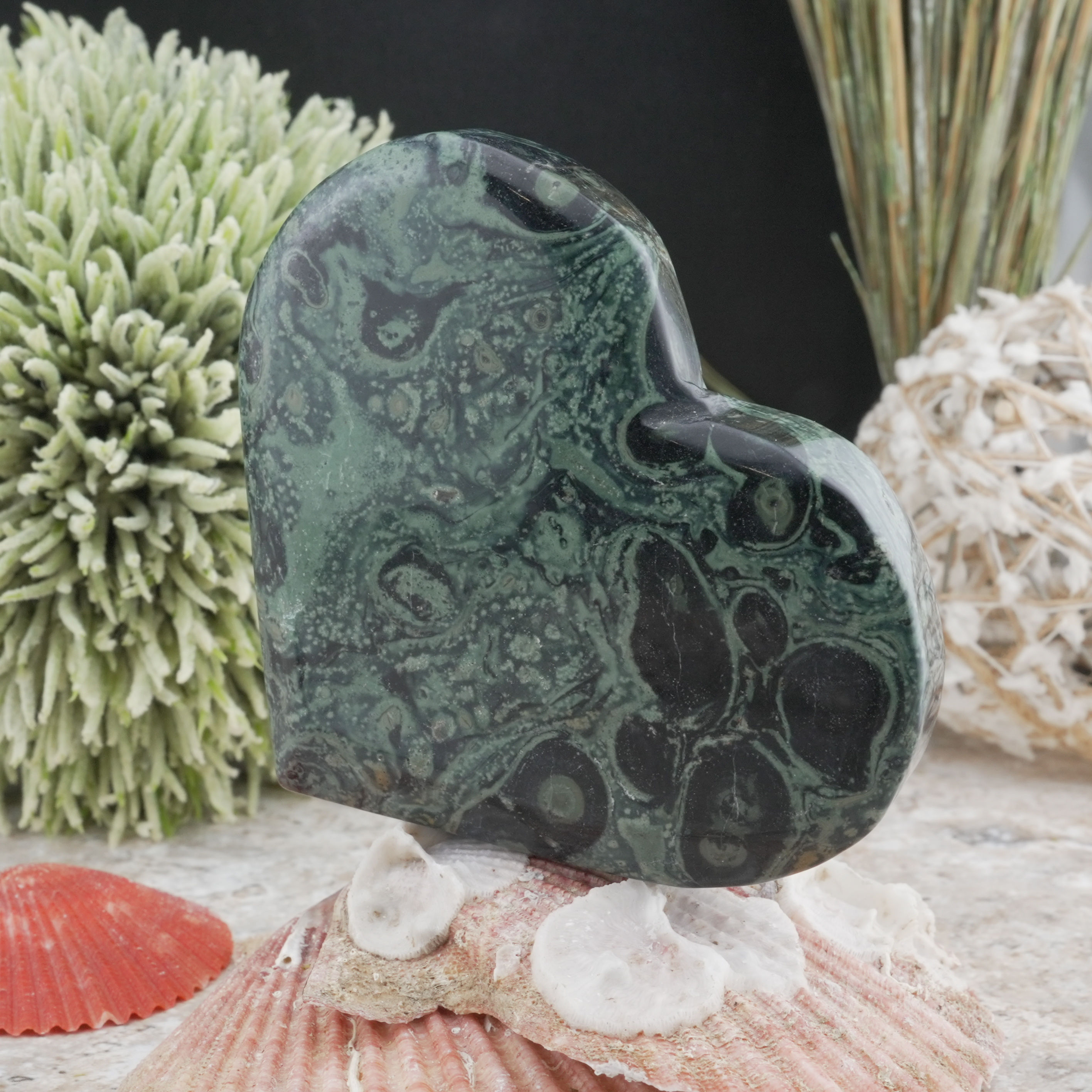 Kambaba Jasper Heart Crystal Spiritual Gift Healing Decor Stone Nature Display