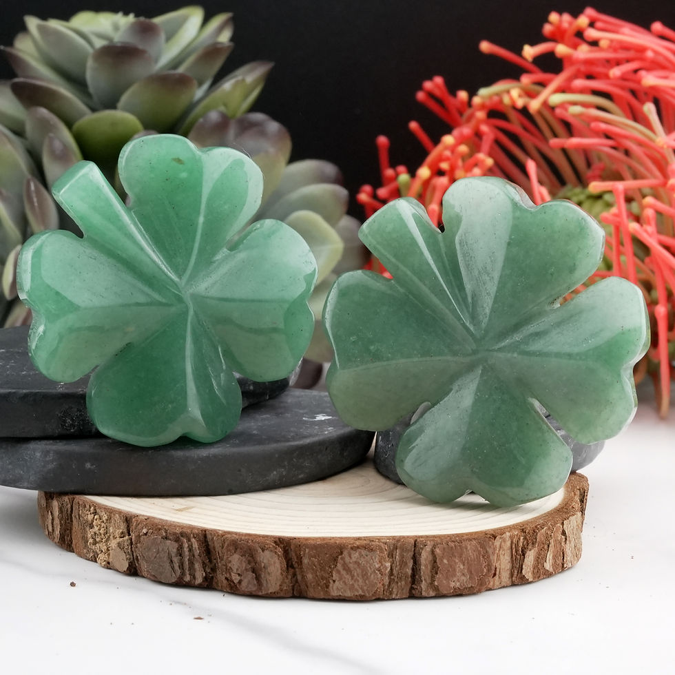 Miniatura: Green Aventurine Crystal Shamrock Carving 4 Leaf Clover Good Luck Charm Stone