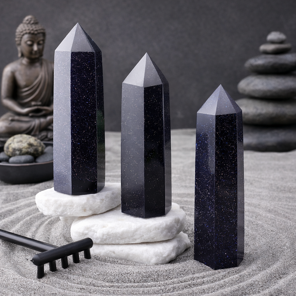 Thumbnail: Blue Goldstone Crystal Tower Healing Protection Glitter Home Decor Sandstone