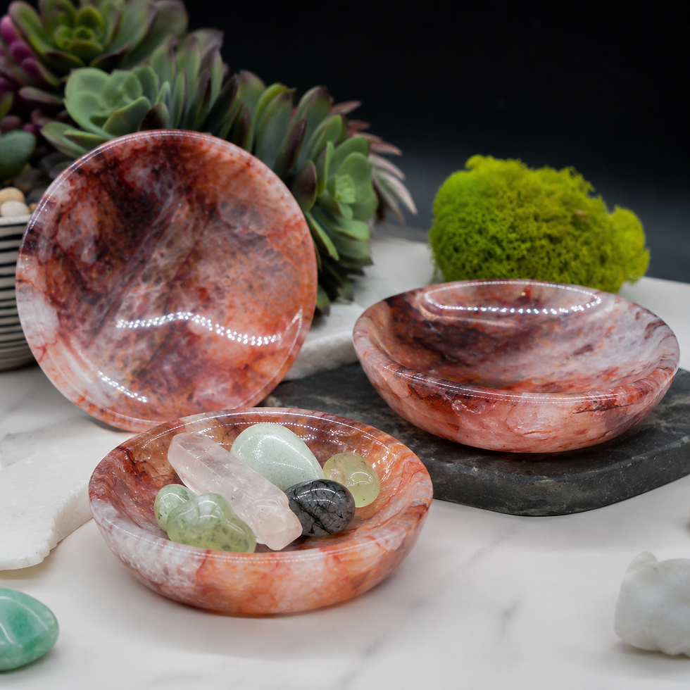 Thumbnail: Fire Quartz Round Bowl Healing Crystal Decor Meditation Altar Energy Gift