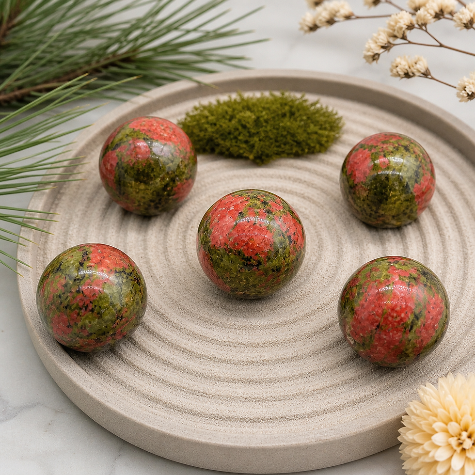 Thumbnail: Unakite Stone Crystal Sphere Pink Green Pocket Worry Stone Gemstone Ball Decor