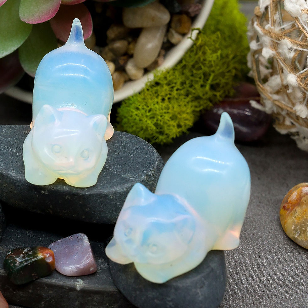 Miniatura: Opalite Crystal Cat Carving Stone Healing Protection Trinket Cat Lover Tier Gift