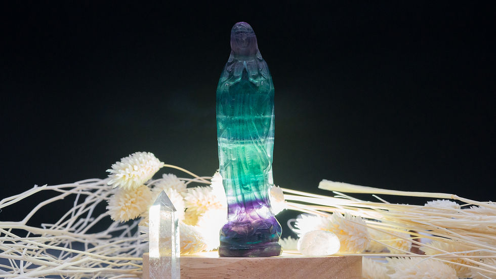 Miniatura: Fluorite Virgin Mary Crystal Statue Spiritual Decor Gift Altar Display Prayer