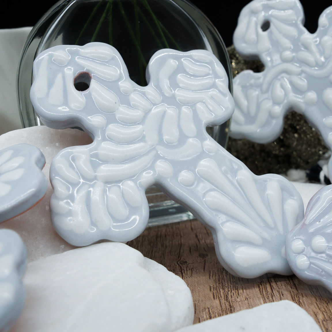 Mini Gray Talavera Ceramic Cross