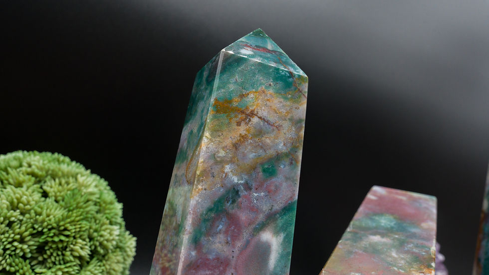 Thumbnail: Natural Ocean Jasper Crystal Obelisk Tower Spiritual Healing Crystal Protection