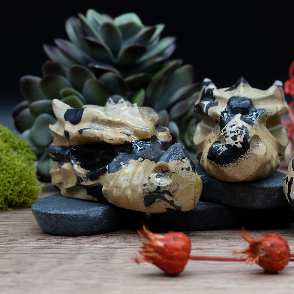 Miniatura: Picture Jasper Crystal Dragon Head Carving Figurine Fantasy Creature Art