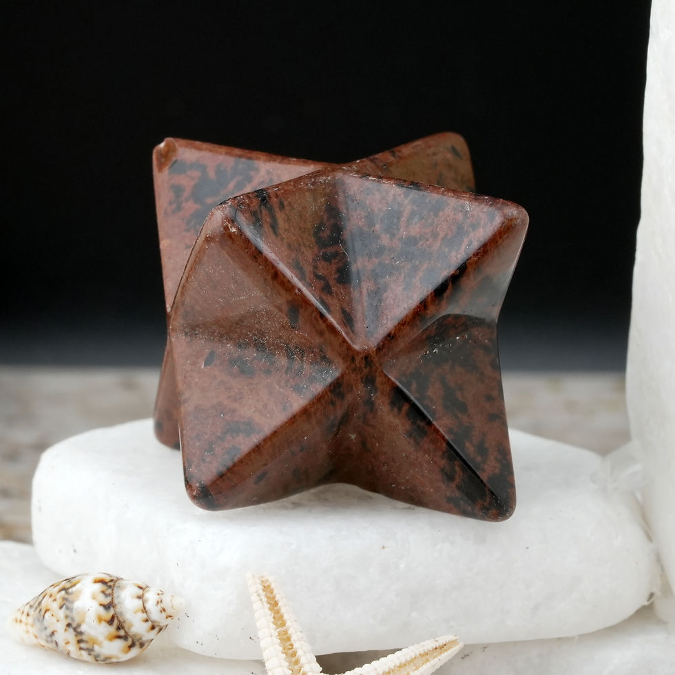 Thumbnail: Mahogany Obsidian Merkaba Crystal Decor Grounding Energy Sacred Geometry Decor