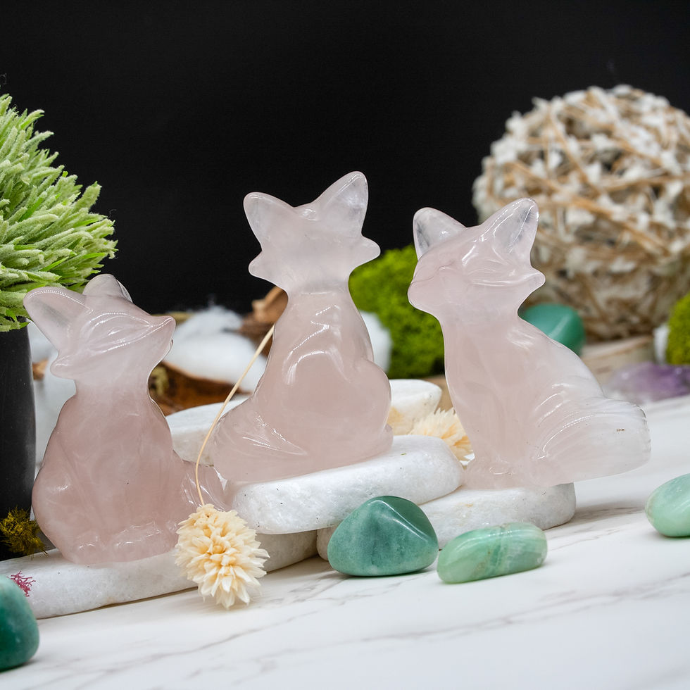 Miniatura: Pink Rose Quartz Fox Figurine Crystal Decor for Home Office Desk Gift Love Stone