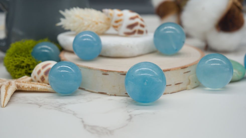 Thumbnail: Blue Aquamarine Crystal Sphere Ball Decoration Wedding Decor Birthstone Pisces
