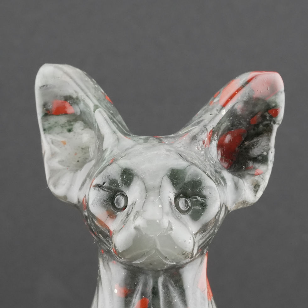 Thumbnail: African Bloodstone Hairless Cat Crystal Figurine Spiritual Protection Decor Gift