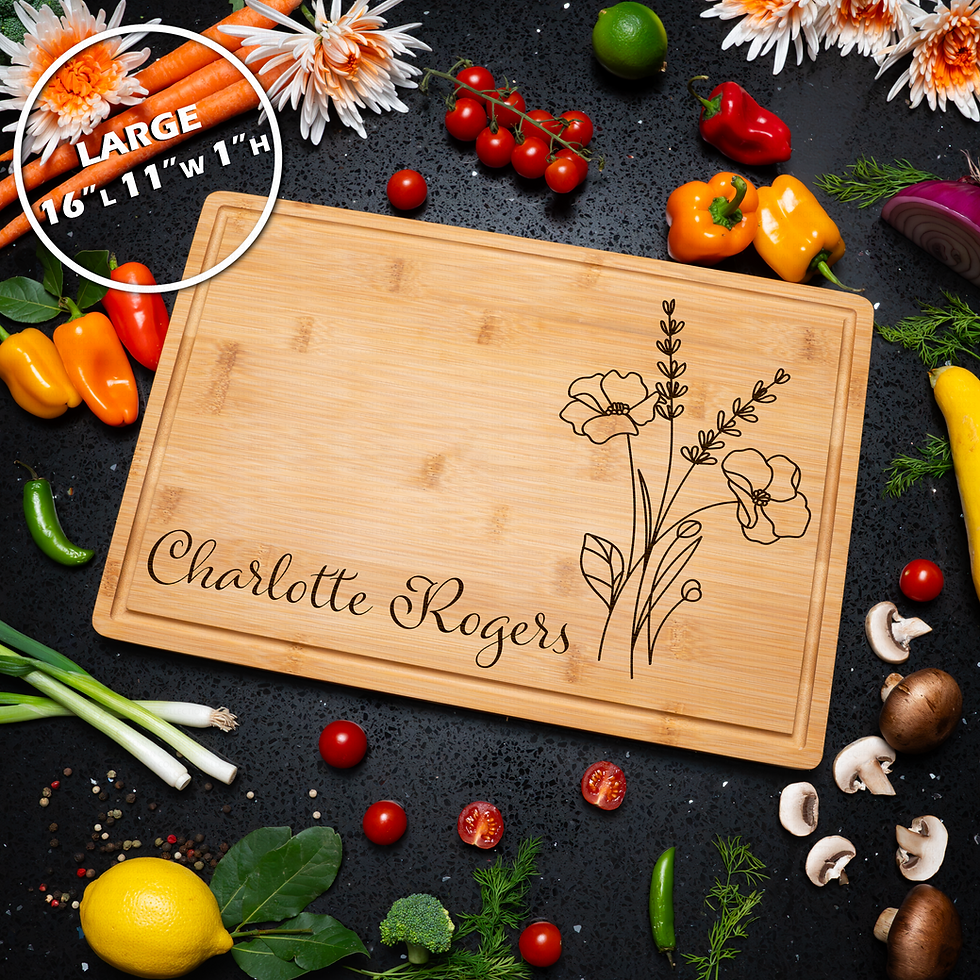 Miniatura: Floral Custom Engraved Cutting Board Spring Flower Charcuterie Homeowner Gift
