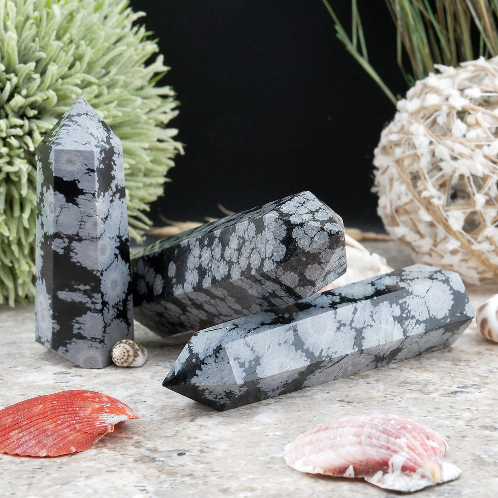 Miniatura: Snowflake Obsidian Crystal Tower Natural Spiritual Healing Protection Meditation