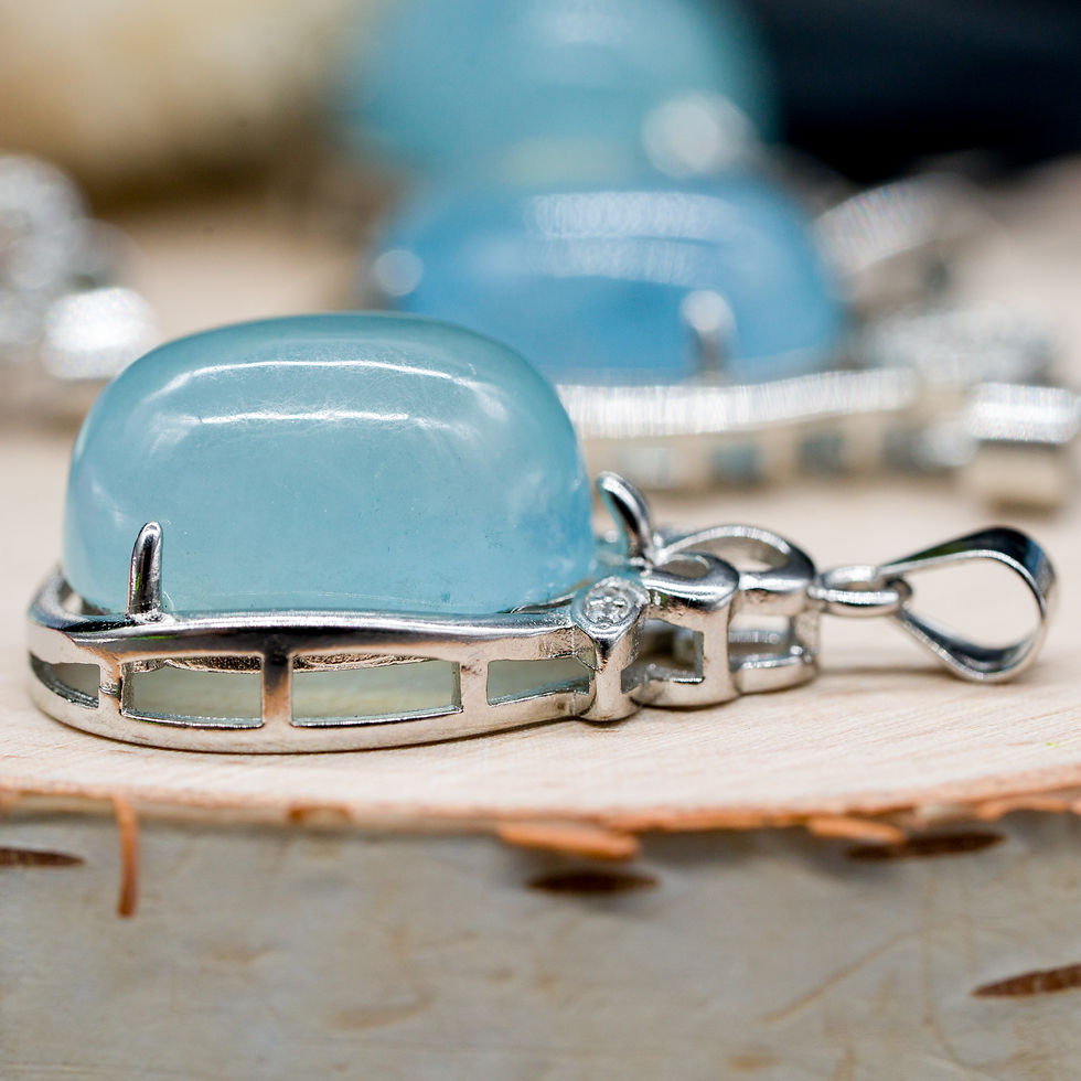 Thumbnail: Natural Aquamarine Teardrop Silver Pendant Crystal Jewelry Gift Birthstone Blue