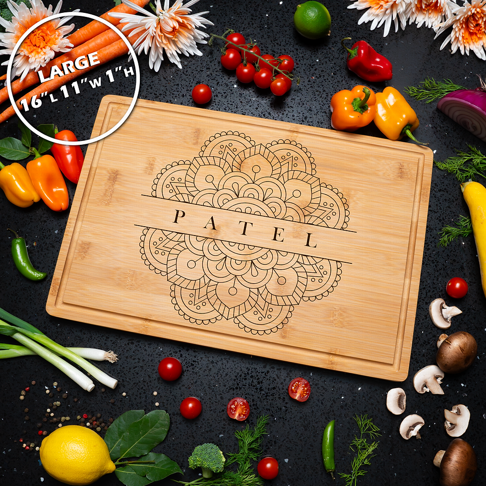 Thumbnail: Custom Personalized Cutting Board  Engraved Home Gift Mandala Decor Charcuterie