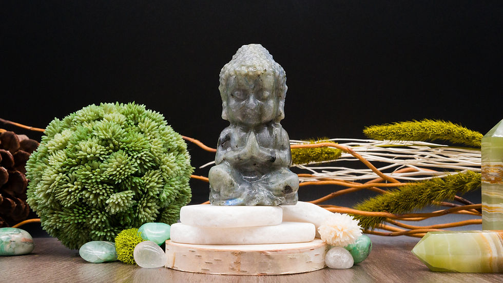 Thumbnail: Labradorite Crystal Buddha Carving Meditation Stones Healing Protection Crystals