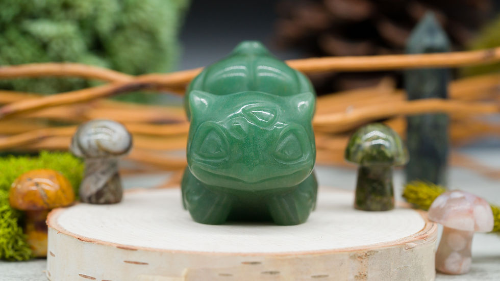 Miniatura: Green Aventurine Crystal Bulbasaur Carving Anime Cartoon Decor