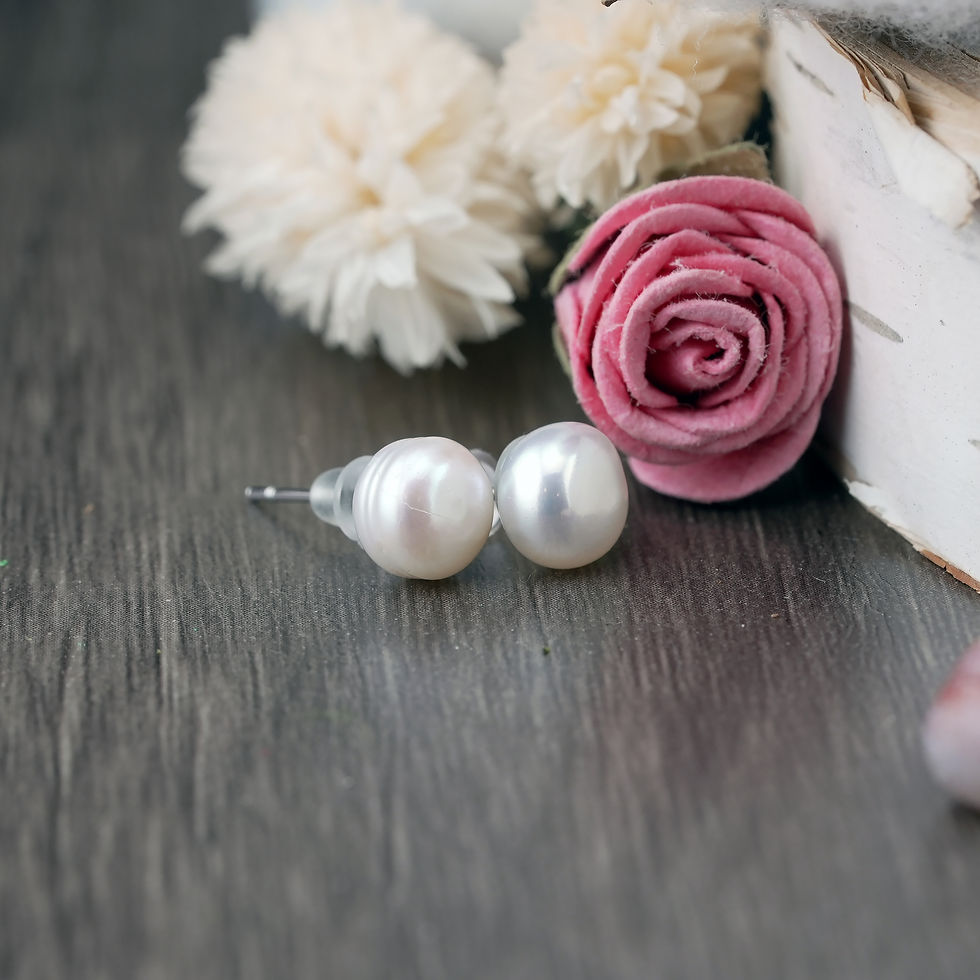 Thumbnail: Natural Pearl 925 Silver Stud Earrings Elegant Crystal Jewelry Gift Bridal Wear