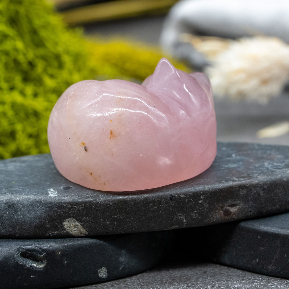 Miniatura: Pink Rose Quartz Sleeping Cat Crystal Figurine Gift Decor Pet Memorial Keepsake